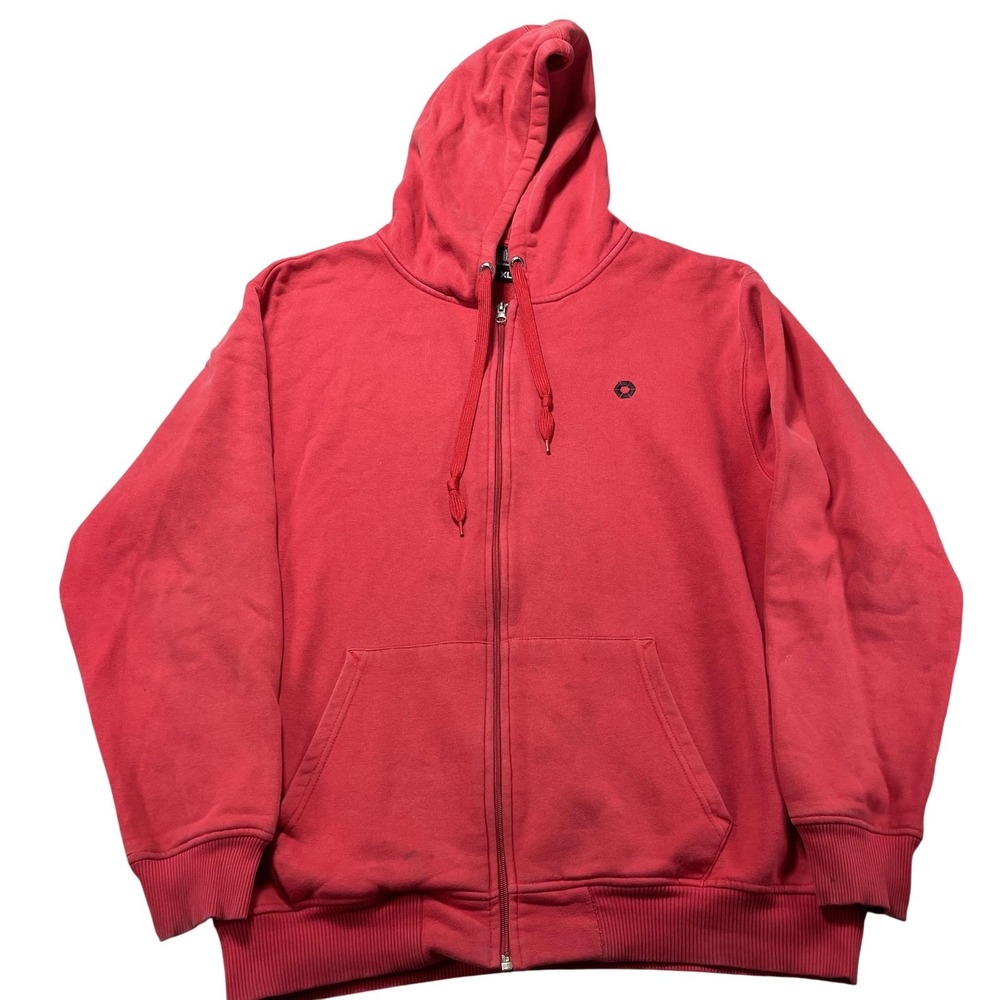 Southpole Hoodie Mens XL Red Full Zip Fleece Sweatshirt Streetwear Logo Y2K VTG